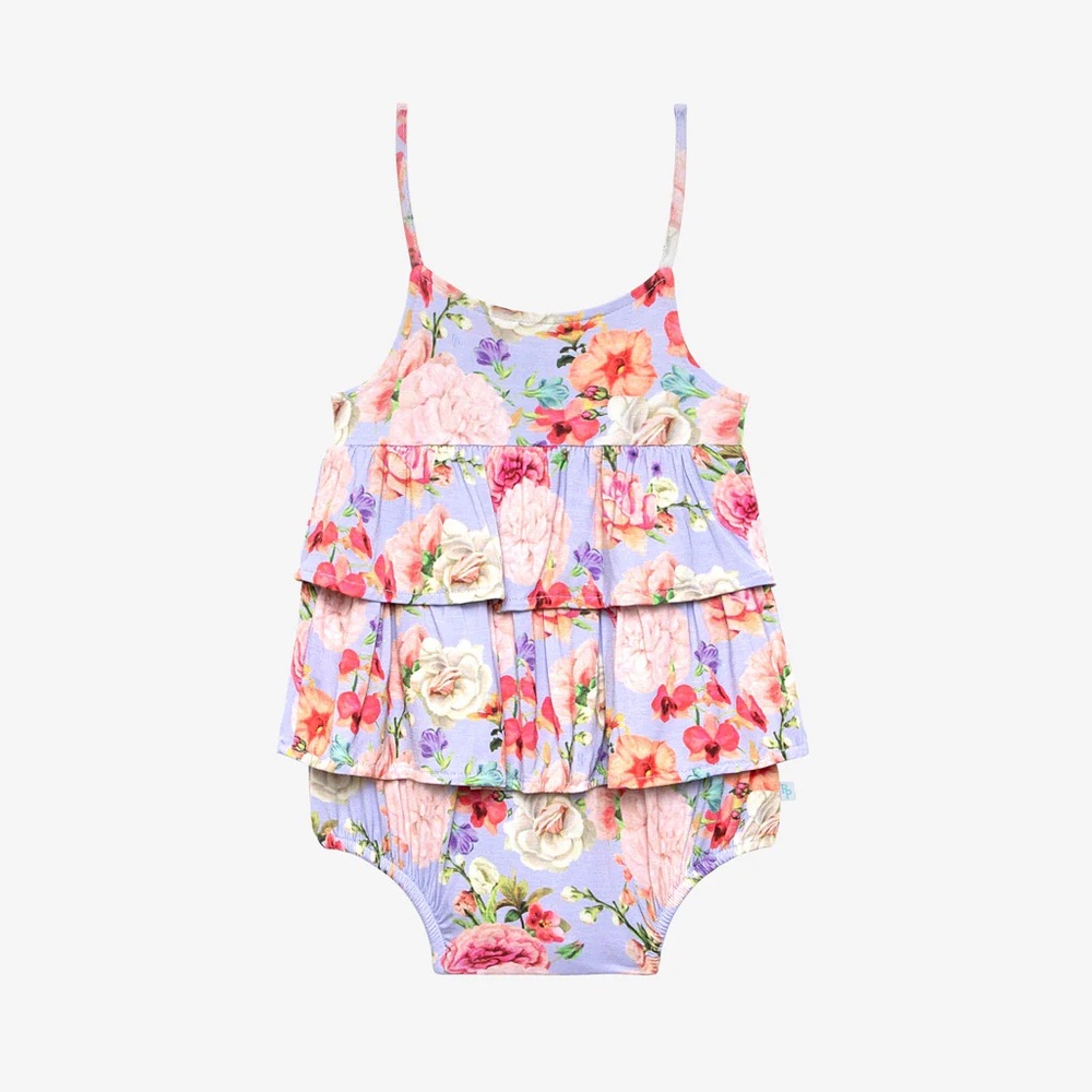 Posh Peanut Bellamy print tiered bubble romper 6-12 months